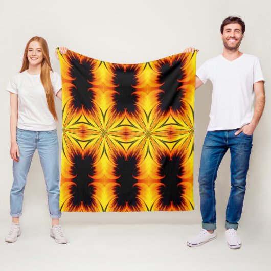 Abstract Geel En Bruin Patroon Kunst Fleece Deken (In situ)