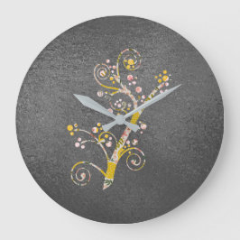  Abstract Geel en Grijze Cherry Blossom Grote Klok