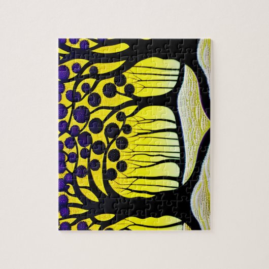 Abstract geel en paarse bos legpuzzel (Verticaal)