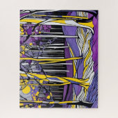 Abstract geel en Paarse Magic Dreamy Forest Legpuzzel (Verticaal)