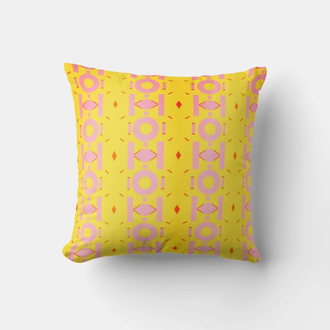 Abstract geel en roze patroon met geometrie kussen (Voorkant)