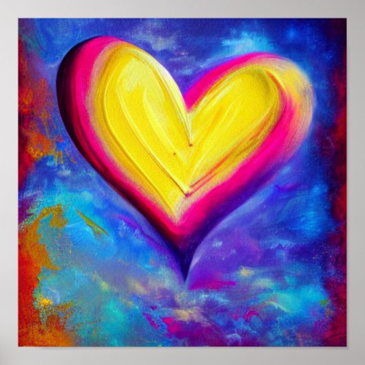 Abstract geel en roze Poster (Voorkant)
