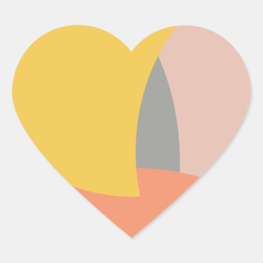 Abstract geel Geel Geel Wit Hart Sticker (Voorkant)