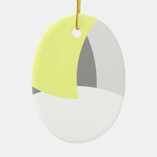 Abstract geel Geel Geel Wit Keramisch Ornament (Voorkant)