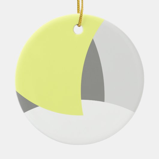 Abstract geel Geel Geel Wit Keramisch Ornament (Voorkant)