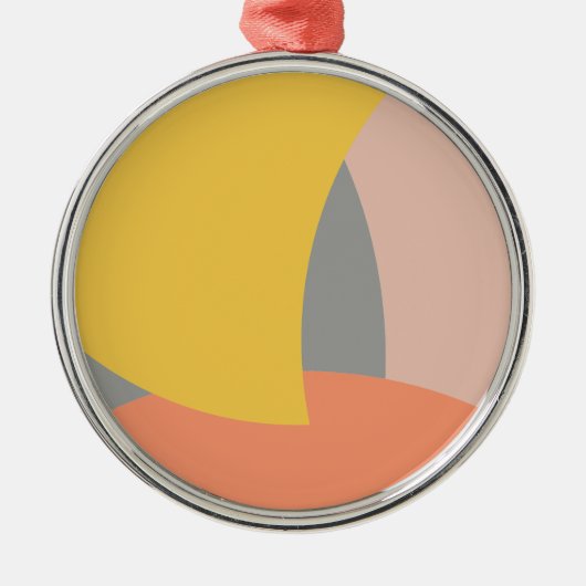 Abstract geel Geel Geel Wit Metalen Ornament (Voorkant)