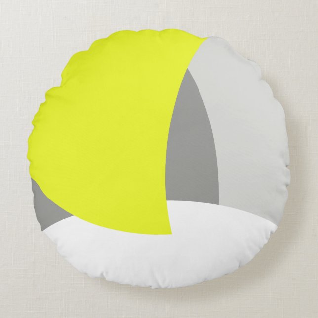 Abstract geel Geel Geel Wit Rond Kussen (Voorkant)