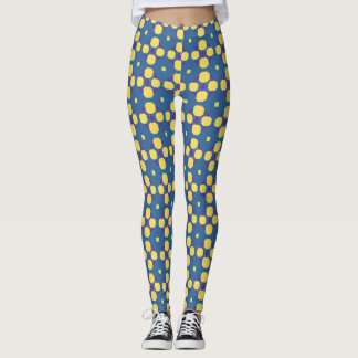 Abstract geel geometrisch patroon op blauw leggings