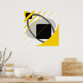 Abstract Geel grijs Off-White Black AP0002 Poster (Keuken)
