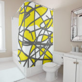 Abstract geel grijs-witminimalisme douchegordijn (In situ)