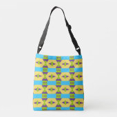 Abstract Geel Groen en Blauw Patroon met Stippen Crossbody Tas (Achterkant)