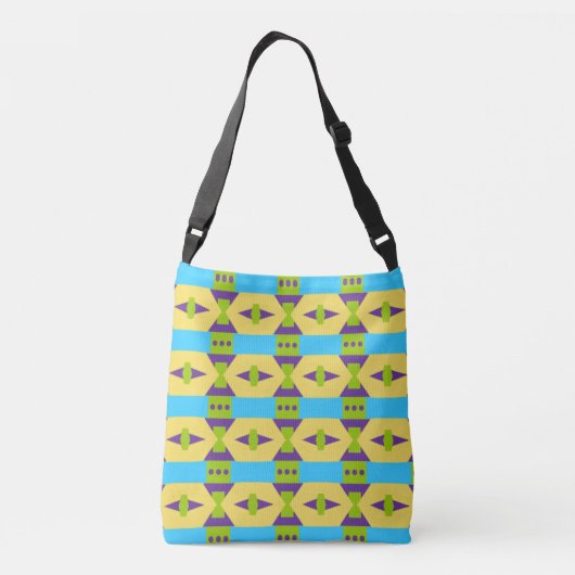 Abstract Geel Groen en Blauw Patroon met Stippen Crossbody Tas (Achterkant)