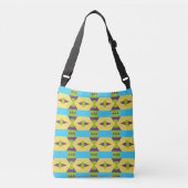 Abstract Geel Groen en Blauw Patroon met Stippen Crossbody Tas (Voorkant)