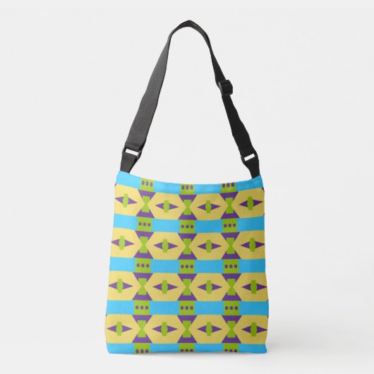 Abstract Geel Groen en Blauw Patroon met Stippen Crossbody Tas (Voorkant)