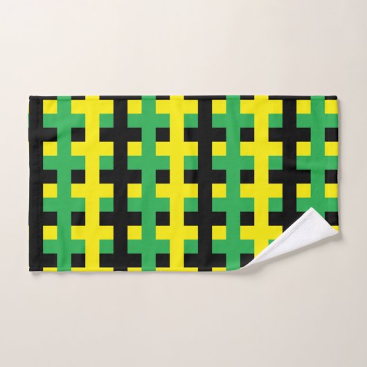 Abstract geel, groen en zwart bad handdoek (Handdoek)