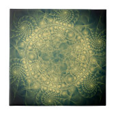 Abstract Geel Groen Fractal - Uniek Tegeltje (Voorkant)