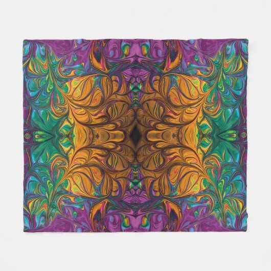 Abstract Geel Groen Paars Fleece Deken (Voorkant (Horizontaal))