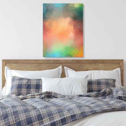 Abstract geel groen rood, modern, kleurrijk canvas afdruk (Insitu (Slaapkamer))