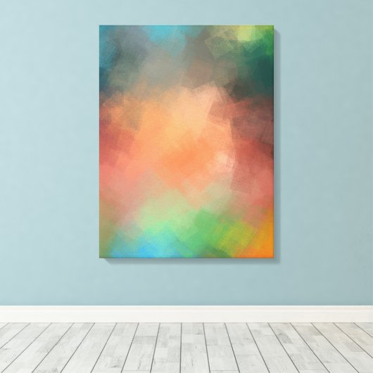 Abstract geel groen rood, modern, kleurrijk canvas afdruk (Insitu (Houten vloer))