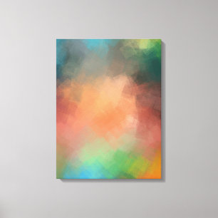 Abstract geel groen rood, modern, kleurrijk canvas afdruk