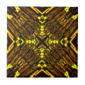 Abstract Geel Groen Zwart Fractal - Golden Tegeltje (Voorkant)