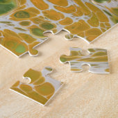 Abstract geel, koper en groen legpuzzel (Zijkant)
