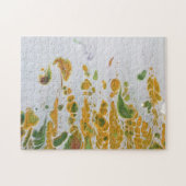 Abstract geel, koper en groen legpuzzel (Horizontaal)