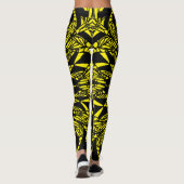 abstract geel levendig mandala kunstpatroon leggings (Achterkant)