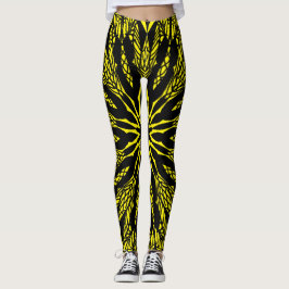 abstract geel levendig mandala kunstpatroon leggings
