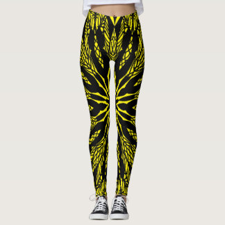 abstract geel levendig mandala kunstpatroon leggings