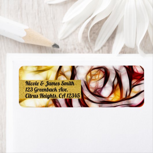 Abstract Geel Licht Roos Artistieke Floral Glow Etiket (Insitu)