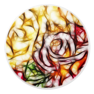 Abstract Geel Licht Roos Artistieke Floral Glow Keramische Knop