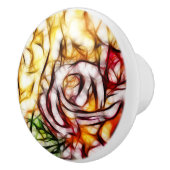 Abstract Geel Licht Roos Artistieke Floral Glow Keramische Knop (Rechts)