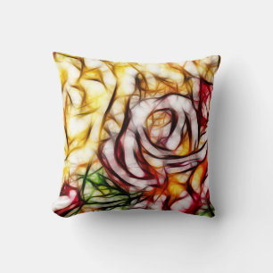 Abstract Geel Licht Roos Artistieke Floral Glow Kussen