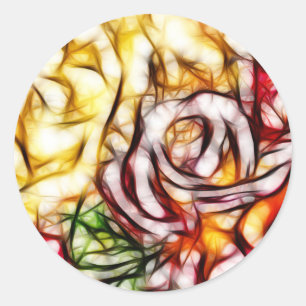 Abstract Geel Licht Roos Artistieke Floral Glow Ronde Sticker