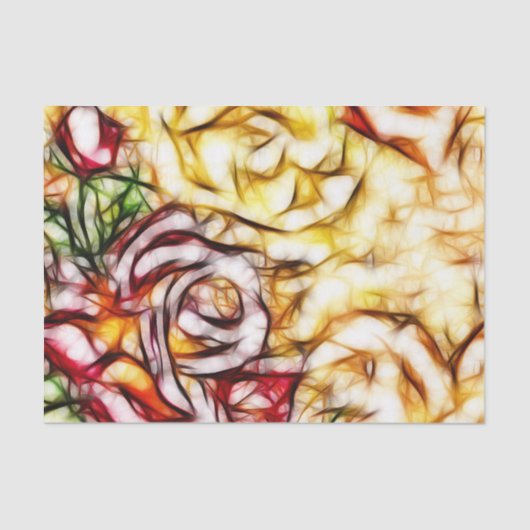 Abstract Geel Licht Roos Artistieke Floral Glow Tissuepapier (Voorkant)