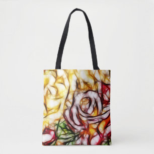 Abstract Geel Licht Roos Artistieke Floral Glow Tote Bag