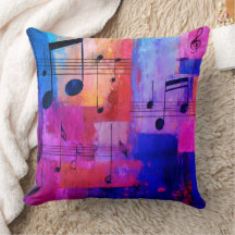 Abstract geel, rood, blauw met muzieknoten