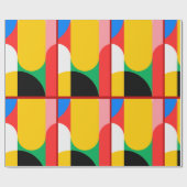 Abstract geel rood vet kleuren geometrisch patroon cadeaupapier (Vlak)
