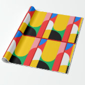 Abstract geel rood vet kleuren geometrisch patroon cadeaupapier (Uitgerold)