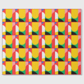 Abstract geel rood vet kleuren geometrisch patroon cadeaupapier (Vlak)