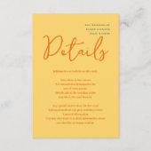Abstract geel & roze leuke kleuren bruiloft informatiekaartje (Voorkant)