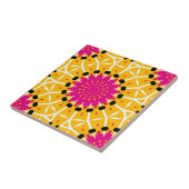 Abstract geel roze mozaïek geometrisch patroon tegeltje (Zijkant)