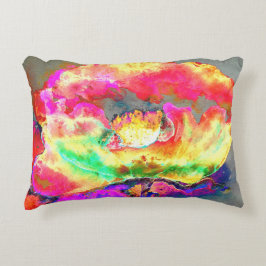 Abstract geel roze waterverf bloemenschilderij accent kussen