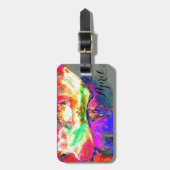 Abstract geel roze waterverf bloemenschilderij bagagelabel (Voorkant verticaal)