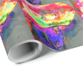 Abstract geel roze waterverf bloemenschilderij cadeaupapier (Rol Hoek)