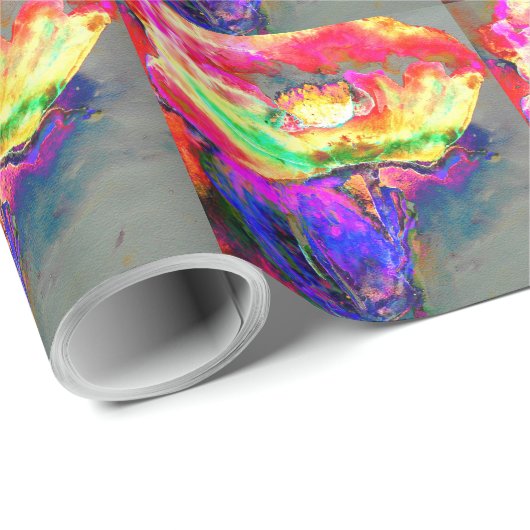 Abstract geel roze waterverf bloemenschilderij cadeaupapier (Rol Hoek)