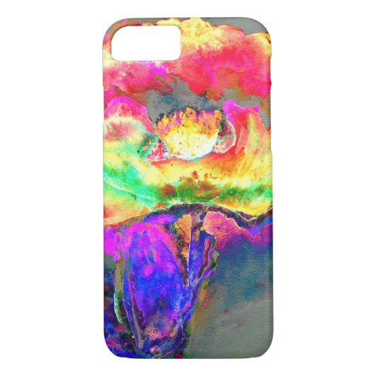 Abstract geel roze waterverf bloemenschilderij Case-Mate iPhone case (Achterkant)