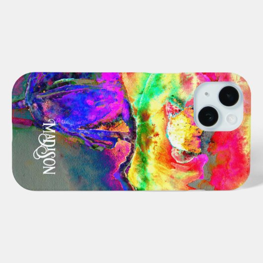 Abstract geel roze waterverf bloemenschilderij Case-Mate iPhone case (Achterkant (horizontaal))