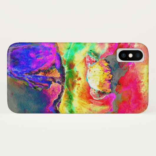 Abstract geel roze waterverf bloemenschilderij Case-Mate iPhone case (Achterkant (horizontaal))
